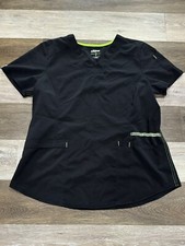 Scrubstar Ultimate Scrub Top Women  s Size Medium Black Pockets in EUC