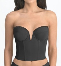 Dominique BLACK Valerie V Wire Low Back Power Mesh Bustier Bra, US 32F, UK 32E
