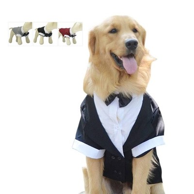 Lovelonglong Pet Costume Dog Suit Formal Tuxedo with Black Bow Tie for Small ...