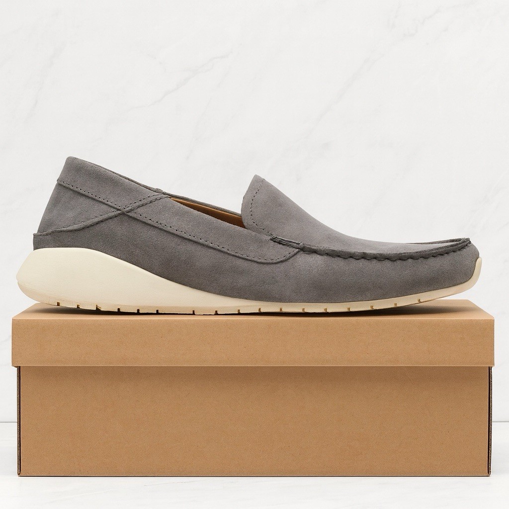 SIZE 9.5 MENS - $180 Olukai Ka`a Loafers Italian Suede Grey  display picture 1