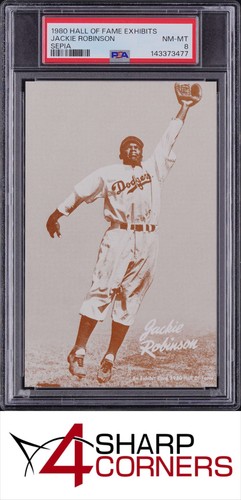 1980 HALL OF FAME EXHIBITS SEPIA JACKIE ROBINSON HOF POP 6 PSA 8