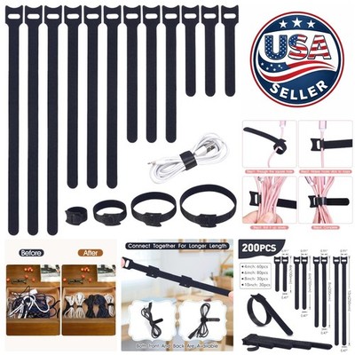 Versatile 200PCS Reusable Cable Ties: 4-10 Inch Adjustable Organization Solution