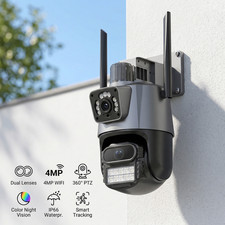 1080P Dual Lens HD WiFi IP Camera Wireless Outdoor CCTV PTZ Home Security Cam US