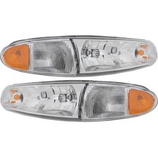 Left & Right Headlight For Buick Century 1997-2005 Halogen w/ Corner Light Bulb
