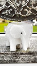 White Himalayan Marble Carved Elephant Tea Light Holder Decorative Ornament 