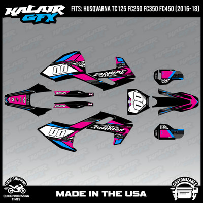 Graphics Kit for Husqvarna TC125 FC250/350/450 (2016-18) Rugged - MAGENTA