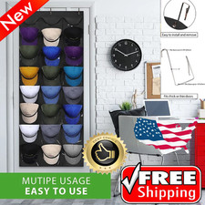 24 Hat Rack Organizer Baseball Holder Deep Storage Pockets Door Wall Caps Stand