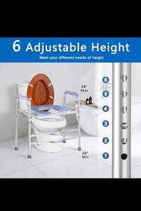 Raised Toilet Seat with Handles, Adjustable Height, 400lbs, for Elderly, Blue
