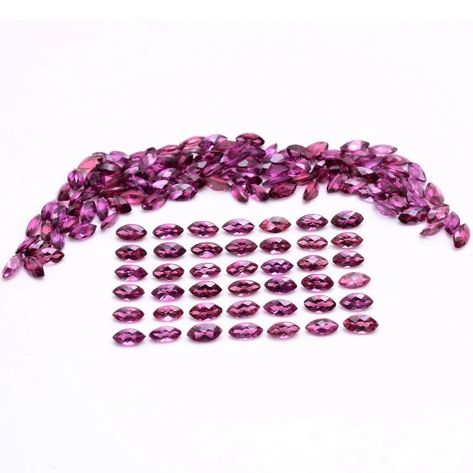 35 Pcs Natural Rhodolite Garnet Top Quality Marquise Checker Cut Gemtones Lot - Image 2 of 4