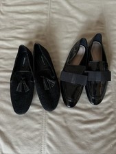 2 Paar Zara Slipper Loafer Ballerinas Neu Größe 37 Schwarz  