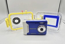 Praktica AquaPix 5.0MP Digital Camera Blue Waterproof Underwater Housing Tested