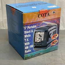 TV Portátil COTA 5" Blanco y Negro con Radio AM/FM Modelo CT-17680 Retro Vintage