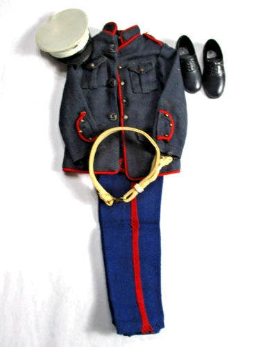 Vtg Marine Dress Uniform for 12" Hasbro GI Joe, Jacket Pants Cap Shoes Belt 002