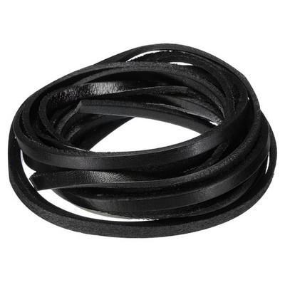3.3 Yards 5mm Flat Leather Cord Leather Lacing Strips DIY Crafts Black