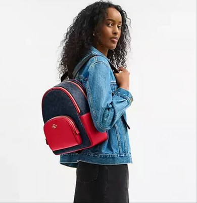 COACH リュック ブラック/レッド ストライプ COACH】コーチ メンズ レザー バックパック リュックサック ショルダー