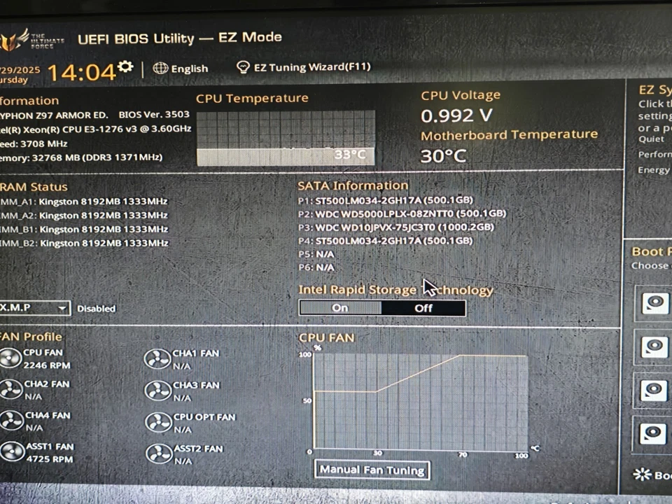 COMBO Z97 MOTHERBOAR XEON CPU 32 GB MEM 3x500 GB HD 10 GB SFP+ Foto 2 de 4