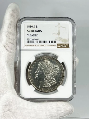 1886-S US Morgan Silver Dollar NGC AU Details Cleaned $1 Coin