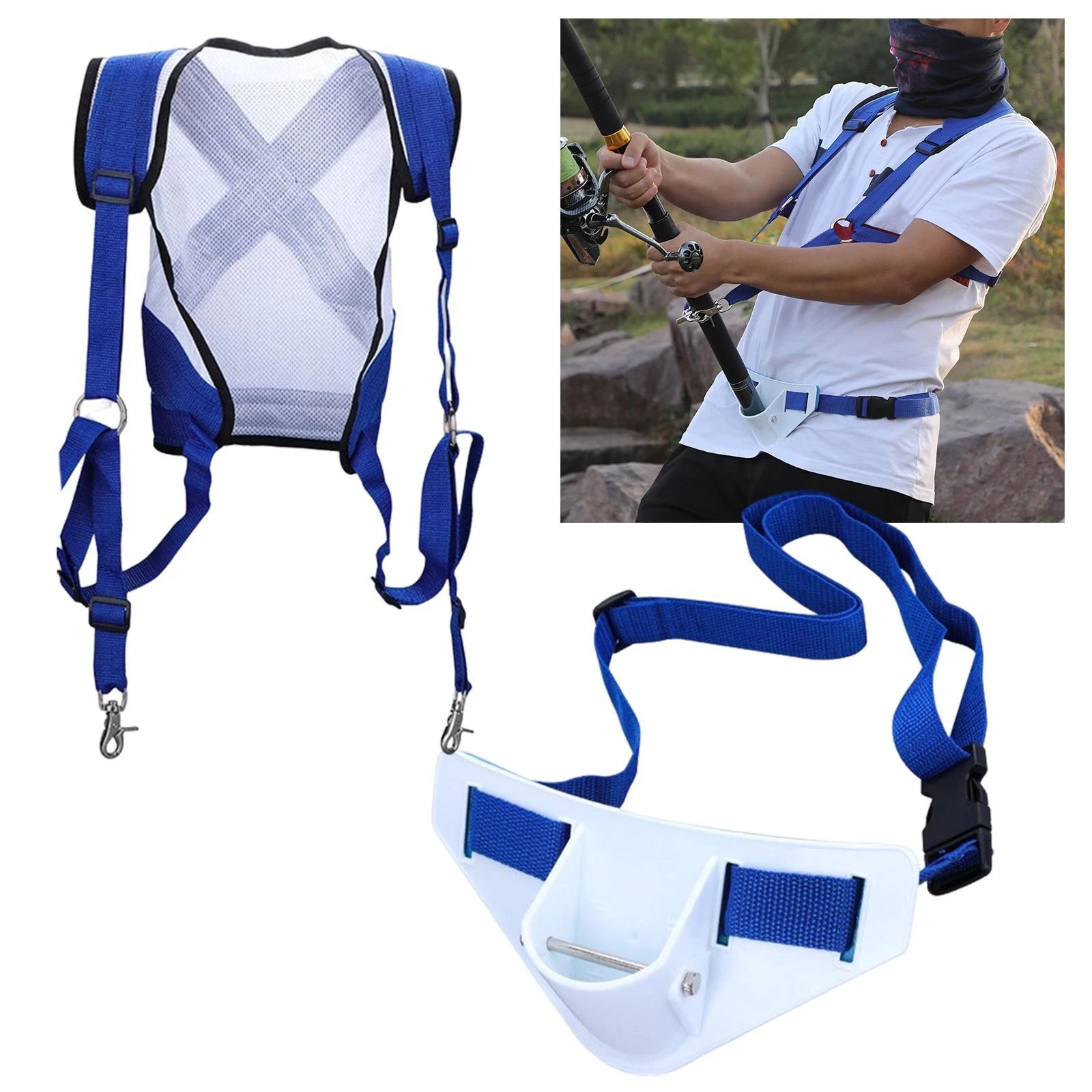 Waist Belt Fishing Belt Buckle Shoulder Harness Rod Holder Fishing Vest Set