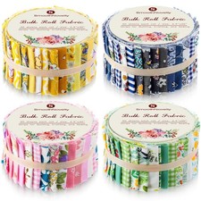 160 Pcs 4 Roll Fabric Strips Assorted Quilting Fabric for Quilting Crafting a...