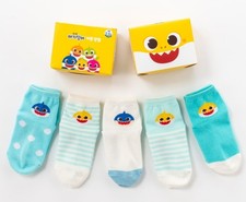 Baby Shark Kids Socks 5-Pair Set - Pinkfong Official Character - Toddler Boys