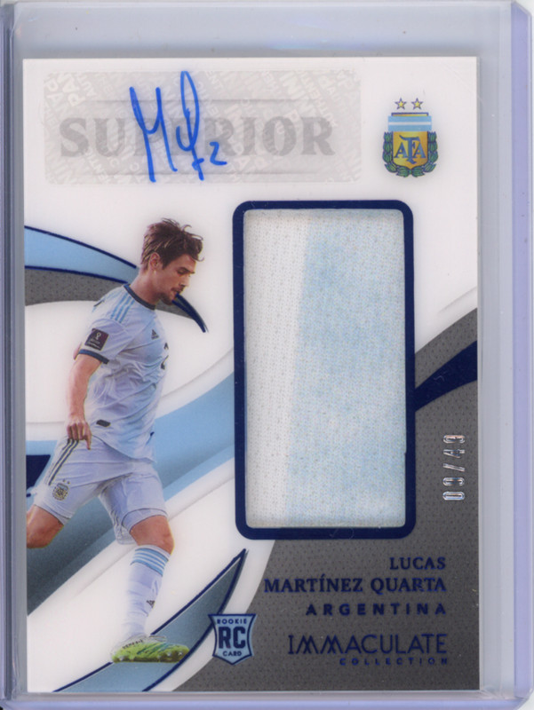 Lucas Martinez Quarta 2021 Immaculate Collection Sapphire Auto /49 #SU-LMQ