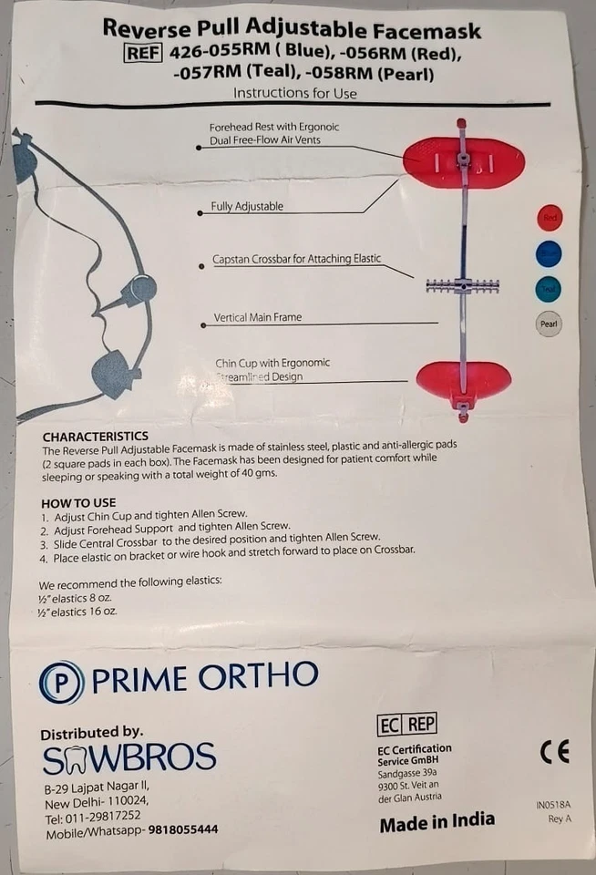 Orthodontic Reverse Headgear Set Multi-Adjustable Class III Dental Free Ship New - Image 2 of 4