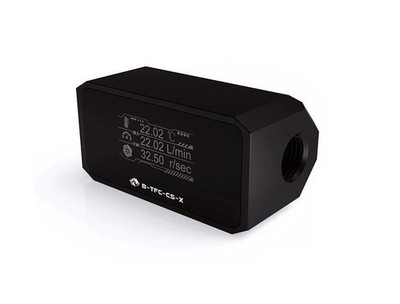 Bykski Inline Durchflussmesser und Thermometer mit OLED-Display - Schwarz (B-TFC-CS-X)