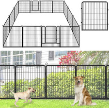 Jhsomd Decorative Garden Fence with Gate, 32In H X 32Ft L Rustproof Metal Fenc