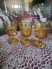 Set of 3 Vintage Anchor Hocking Fairfield Amber Wine Glasses 5" Tall - Nice