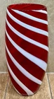 Vintage MCM Hand-Blown Murano Red & White Filigrana Canne Swirl Art Glass Vase