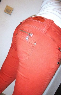 FREEMAN T. PORTER HÜFT STRETCH JEANS 5638 ALEXA SLIM GRÖßE S / 36 W27 L32 ROT