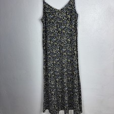 Natural Life  Relaxed Fit Spaghetti Straps Maxi Dress Black Floral Print Size S