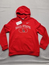 Nike Ball State Cardinals Hoodie Youth Size Large Club Fleece Sweatshirt New 