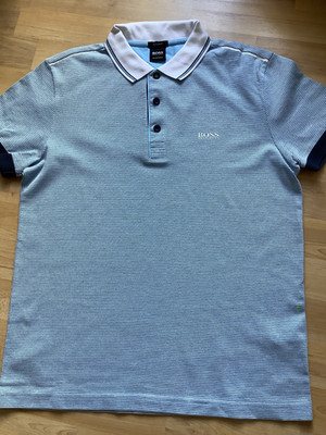 BOSS Poloshirt aus strukturierter Baumwolle Gr. S Hellblau Multicolour