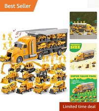 Mini Construction Truck Set for Kids - 12 Interactive Vehicles  Worker Figures