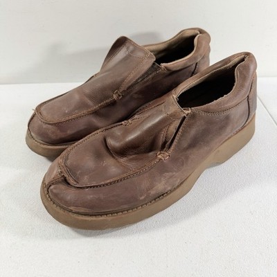 Vintage American Eagle Chunky Leather Slip On Clogs Platform Shoes Mens 10 Y2K
