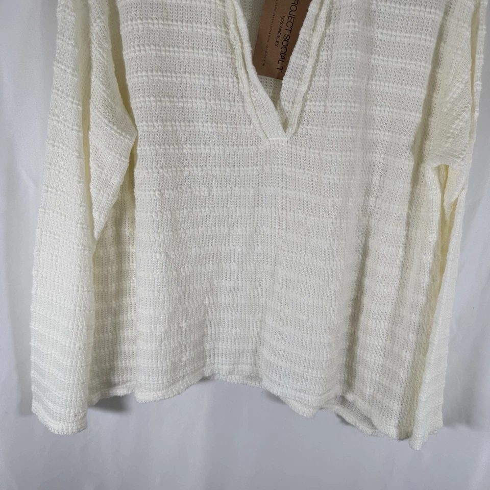Nuevo suéter Project Social T Swreater para mujer pequeño tejido blanco roto mezcla de algodón Foto 3 de 4