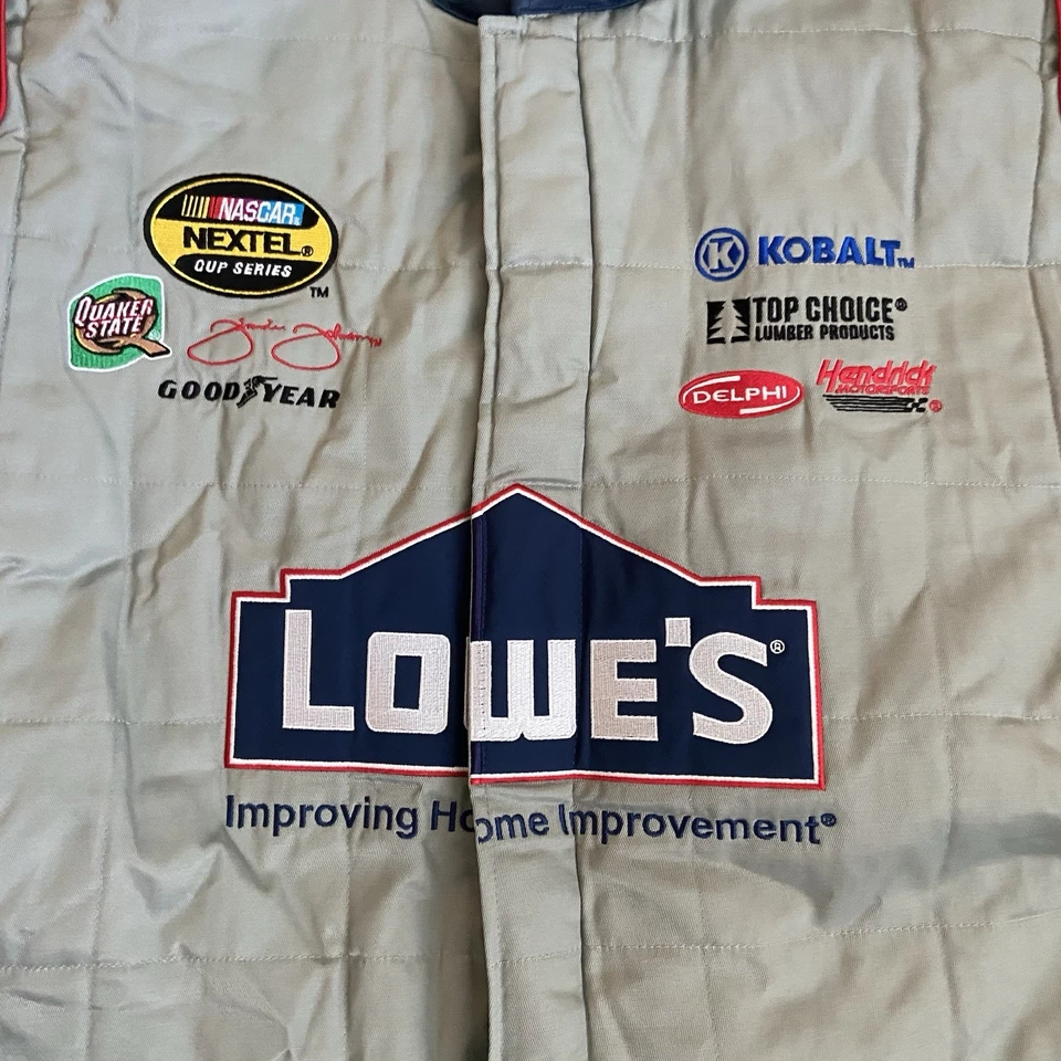 Chase Authentics Jimmie Johnson Lowes #48 NASCAR Gray Racing Jacket  XLARGE XL - Image 3 of 4