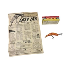 Lazy Ike-3 KL-37 OR Vintage Diving Crankbait w/Box, Insert - Orange Black Spots