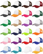 Falari 5-Panel Mesh Baseball Cap Trucker Hat Structured Plain Design Cotton