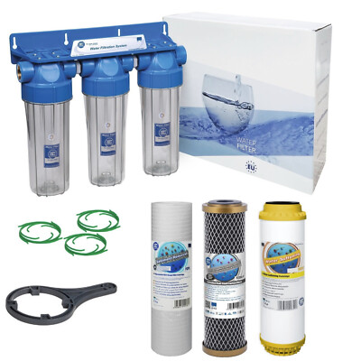 3 Stufen Ganzes Haus Wasseraufbereiter und Enthärtungsfilter Kit Salzfrei 3/4'' BSP