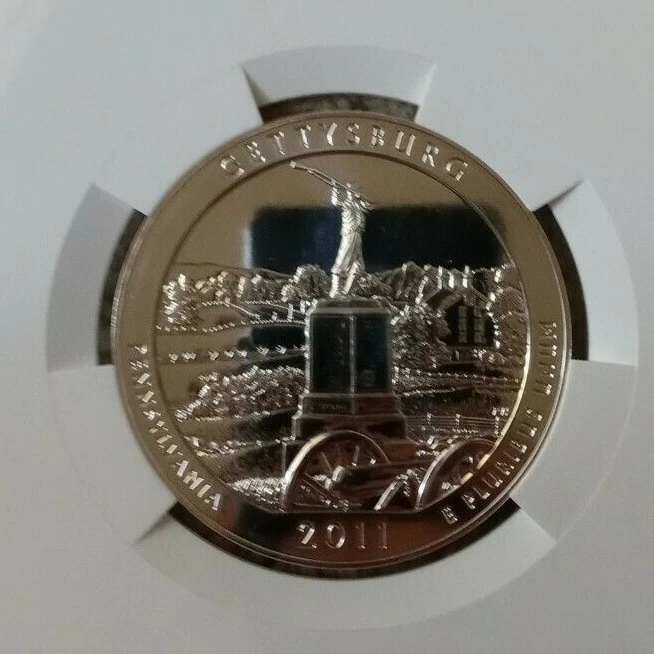 2011 5 oz ATB Gettysburg Silver Coin NGC MS-66 DPL - Image 3 of 4