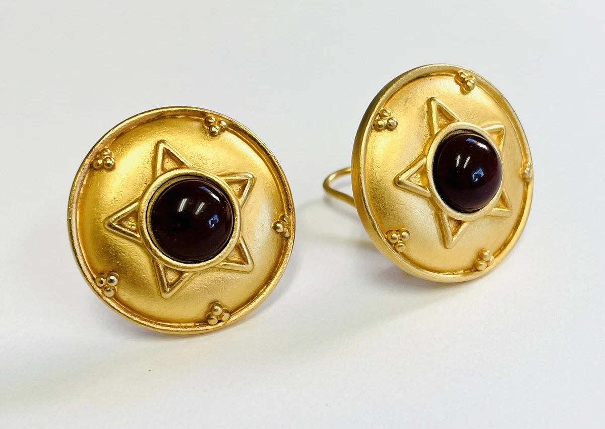 Vintage Liz Claiborne LCI Signed Gold Tone Clip On Earrings