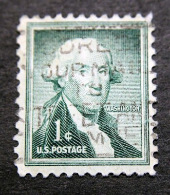 vintage George Washington1954 Dark Green 1 cent United States