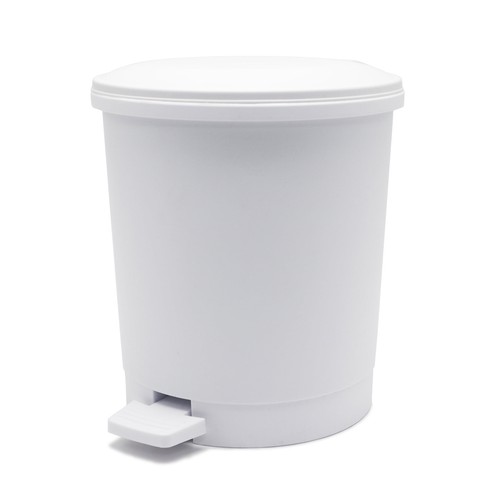 Mainstays 1.5 Gallon Round White Plastic Indoor Step Trash Can for Bathroom - Picture 3 of 5