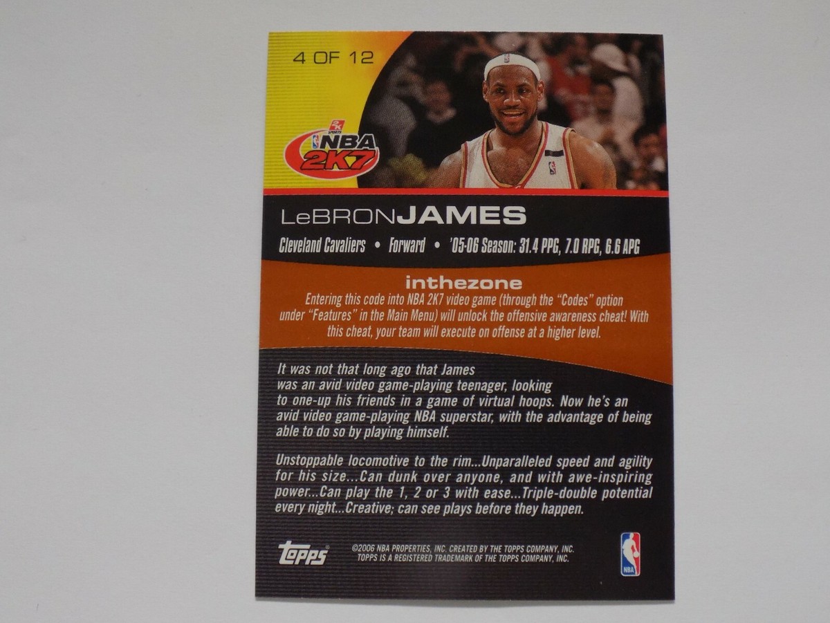 2005-06 Topps 2K All-Stars NBA 2K7 Card #4 of 12 LeBron James MVP