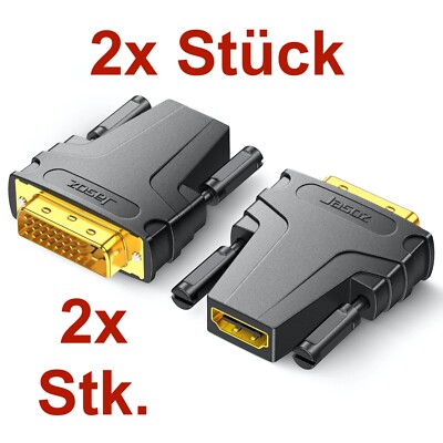 2x HDMI zu DVI Adapter | HDMI A Buchse zu 24+1 DVI-D Stecker Konverter vergoldet