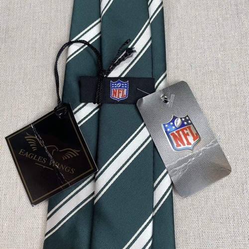 New York Jets Mens Necktie Green White NFL Licensed Football Sports Striped - Picture 3 of 11
