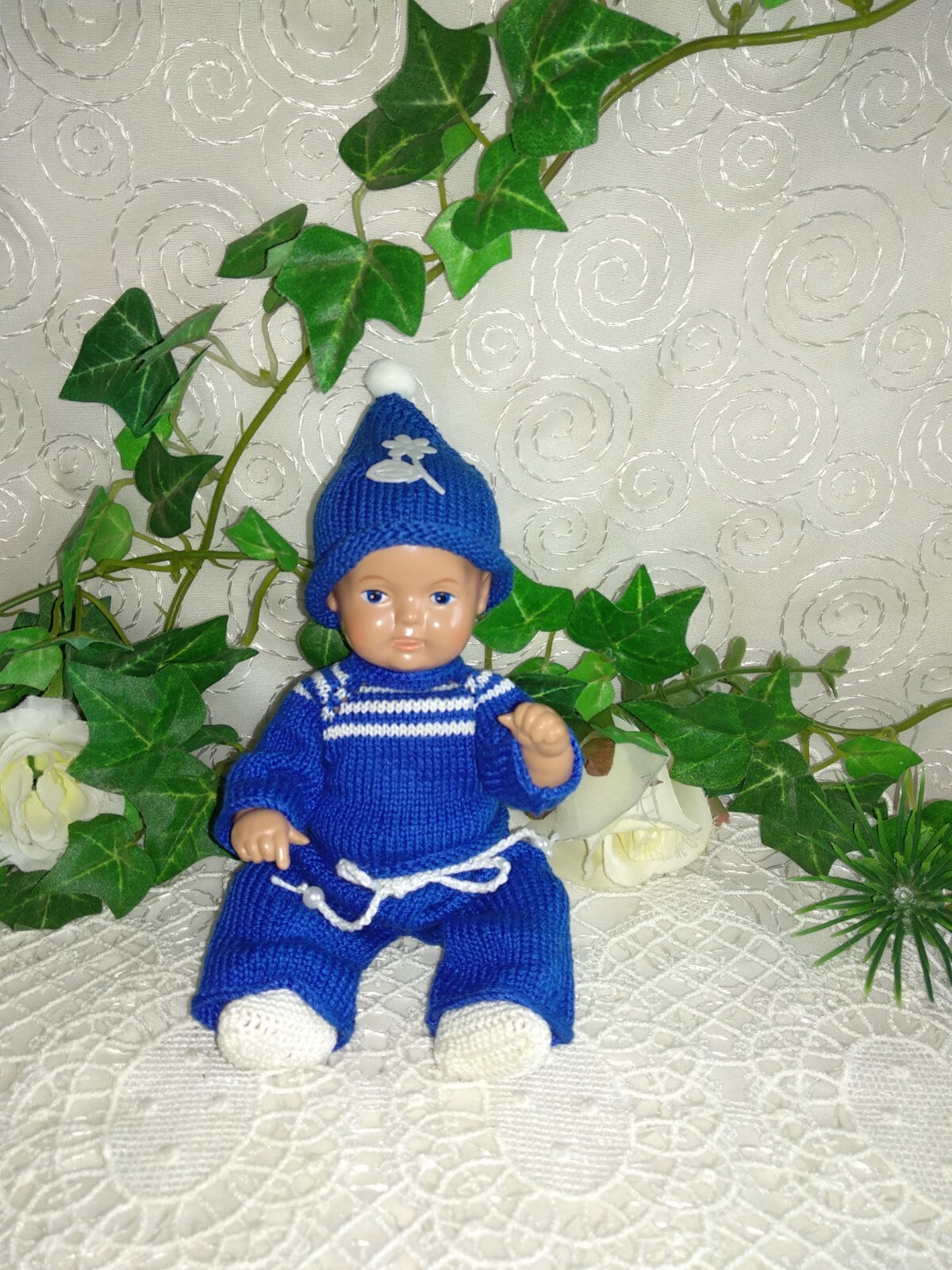 Puppenkleidung Set blau Schildkröt Baby Strampelchen 16 cm Doll Dress OOAK