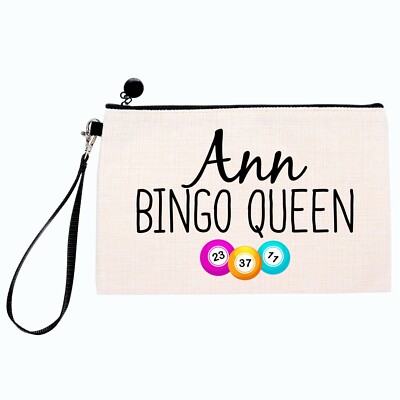 Personalisierte Leinen Bingo Tasche, individueller Name Bingo Königin Tupfer Stifte Etui Geschenk